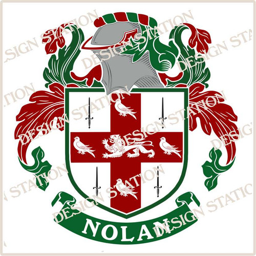 Nolan Family Crest Ireland PDF Instant Download,  design also suitable for engraving onto our cufflinks, signet rings and pendants.