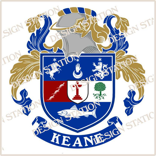 Keane Family Crest Ireland PDF Instant Download,  design also suitable for engraving onto our cufflinks, signet rings and pendants.