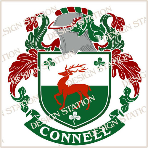 Connell Family Crest Ireland PDF Instant Download,  design also suitable for engraving onto our cufflinks, signet rings and pendants.