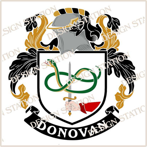 Donovan Family Crest Ireland PDF Instant Download,  design also suitable for engraving onto our cufflinks, signet rings and pendants.