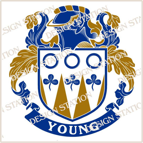 Young Family Crest Vector PDF Graphic Instant Download Available in black and colour