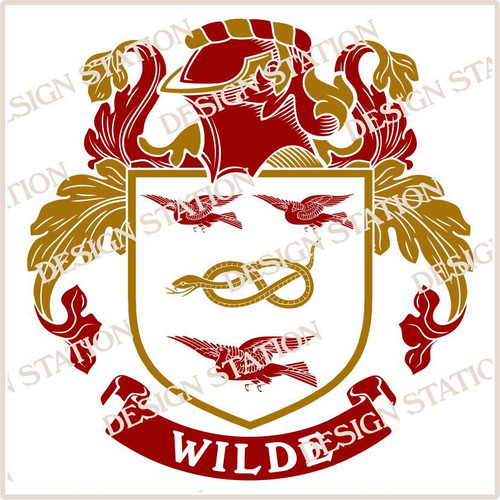 Wilde Family Crest Ireland Vector PDF Graphic Instant Download Available in black and colour