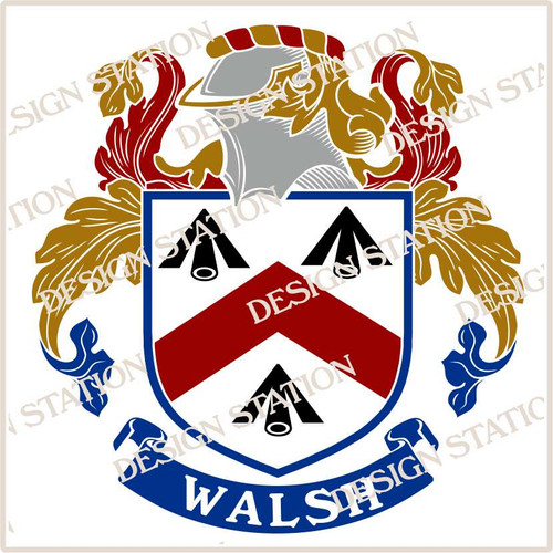 Walsh Family Crest Ireland Digital Vector PDF Instant Download