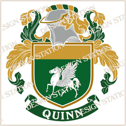 Quinn Family Crest Ireland Instant Vector pdf download in full colour and black