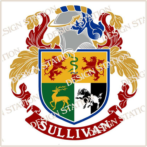 Sullivan Family Crest Ireland Instant Download file (included colour and black pdf files)