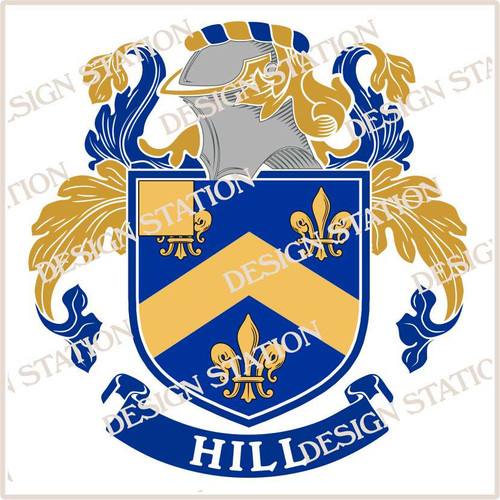 Hill D3 Family Crest Ireland Instant Digital Download, Vector pdf in full colour and black and white.