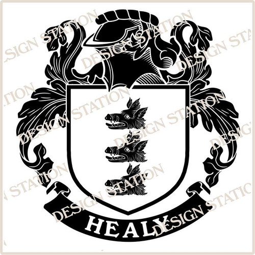 Healy Family Crest Ireland PDF Digital Download in colour and black