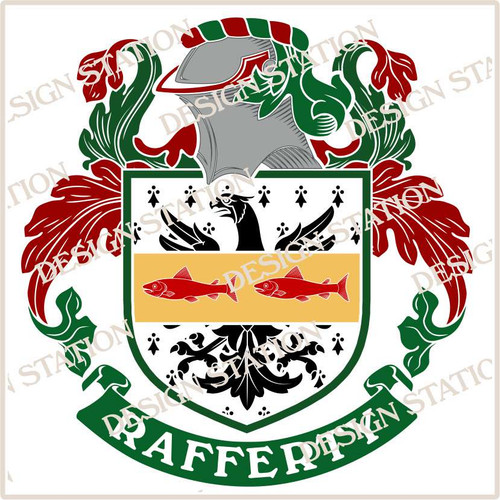 Rafferty Family Crest Ireland PDF Instant Download in colour and black