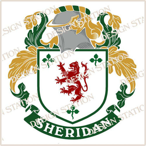 Sheridan Family Crest Ireland PDF Instant Download in colour and black