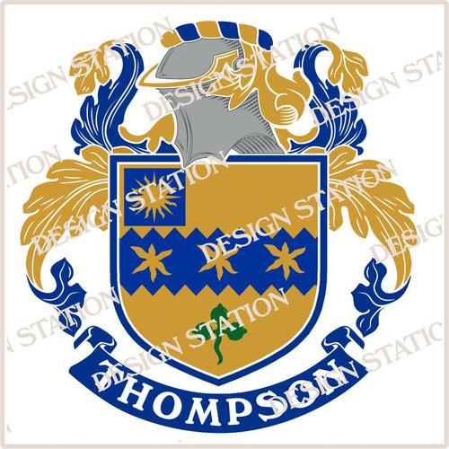 Thompson Family Crest Ireland PDF Instant Download,  design also suitable for engraving onto our cufflinks, signet rings and pendants.