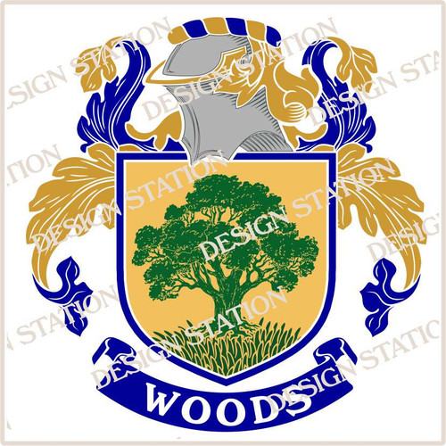 Woods Family Crest Ireland PDF Instant Download,  design also suitable for engraving onto our cufflinks, signet rings and pendants.