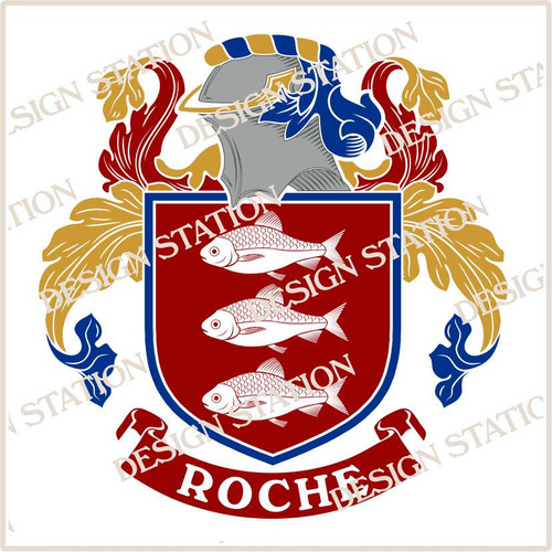 Roche Family Crest Ireland PDF Instant Download,  design also suitable for engraving onto our cufflinks, signet rings and pendants.