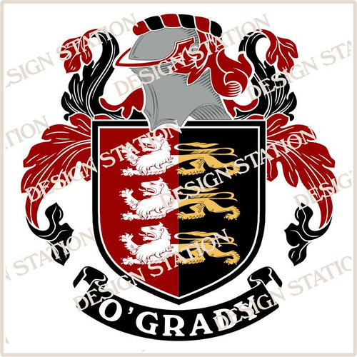 O'Grady Family Crest Ireland PDF Instant Download,  design also suitable for engraving onto our cufflinks, signet rings and pendants.