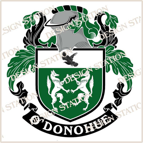 O'Donohue Family Crest Ireland PDF Instant Download,  design also suitable for engraving onto our cufflinks, signet rings and pendants.