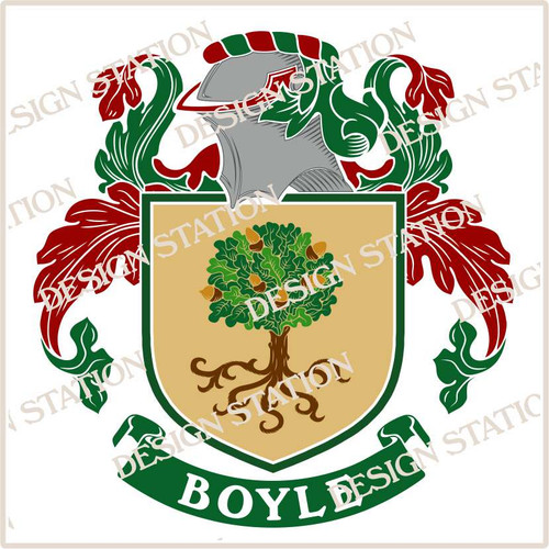 Boyle Family Crest Ireland PDF Instant Download,  design also suitable for engraving onto our cufflinks, signet rings and pendants.