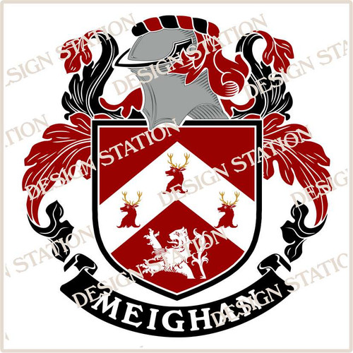 Meighan Family Crest Ireland PDF Instant Download,  design also suitable for engraving onto our cufflinks, signet rings and pendants.
