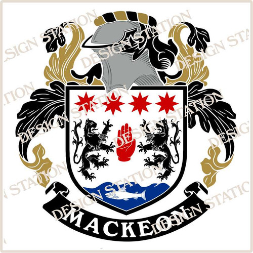 MacKeon Family Crest Ireland PDF Instant Download,  design also suitable for engraving onto our cufflinks, signet rings and pendants.