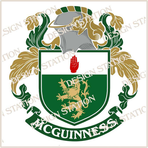 McGuinness Family Crest Ireland PDF Instant Download,  design also suitable for engraving onto our cufflinks, signet rings and pendants.