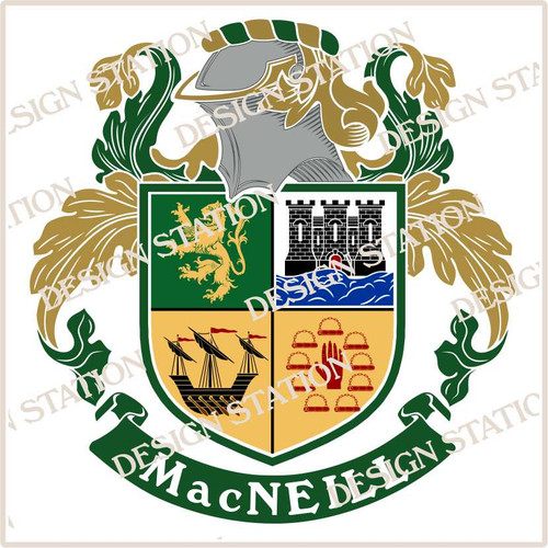 MacNeill Family Crest Ireland PDF Instant Download,  design also suitable for engraving onto our cufflinks, signet rings and pendants.