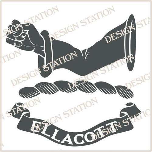 Ellacott Heraldry Crest Digital Download File in Vector PDF format, easy to print, engrave, change colour. Available in black only.