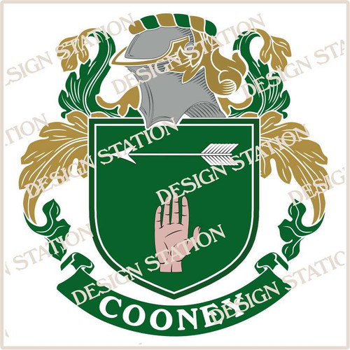 Cooney Family Crest Ireland PDF Instant Download,  design also suitable for engraving onto our cufflinks, signet rings and pendants.