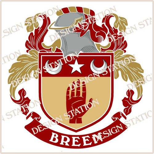 Breen Family Crest Ireland PDF Instant Download,  design also suitable for engraving onto our cufflinks, signet rings and pendants.