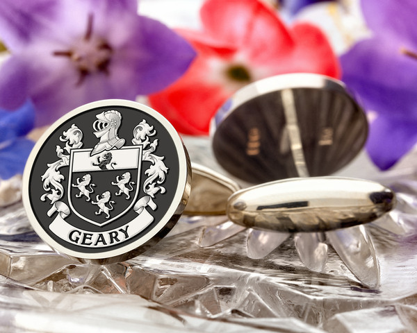 Geary Family Crest Silver or Gold Cufflinks