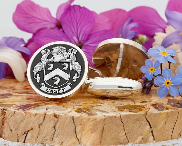 Casey Family Crest Ireland D1 Silver or Gold Cufflinks