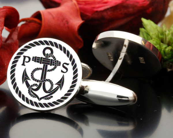 Anchor Monogram Cufflinks (graphic image) with our without initials