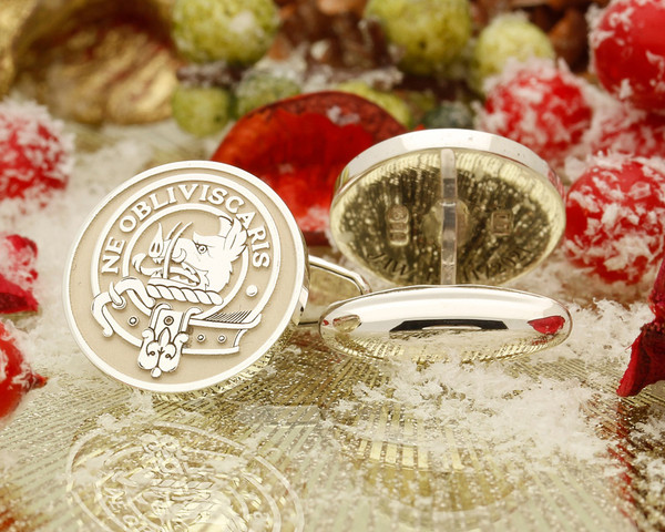 Campbell Scottish Clan Cufflinks Matt Silver