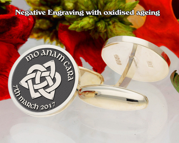 Mo Anam Cara - My Soul Mate Trinity Heart Cufflinks negative