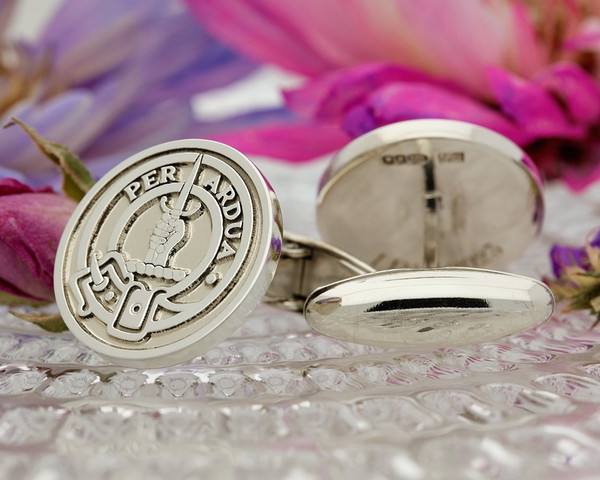 MacIntyre Silver Cufflinks Negative Engraving ALL SILVER