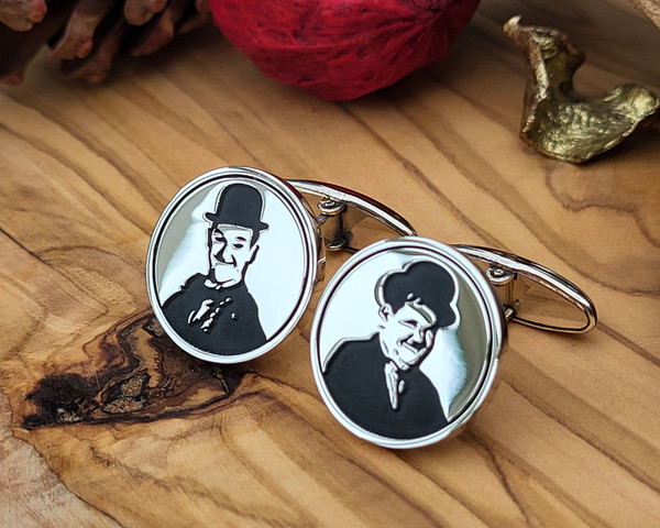 Laurel and Hardy Silver Cufflinks