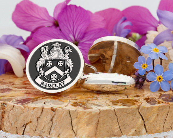 Barclay Family Crest Silver or Gold Cufflinks