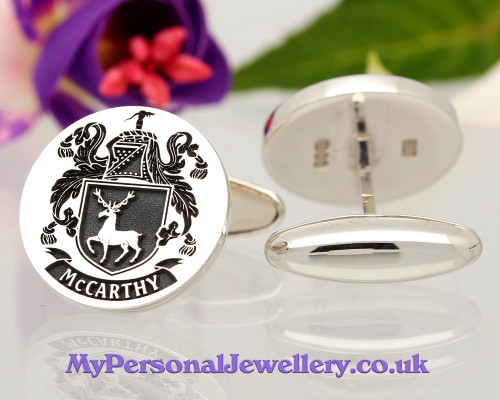 Select Gifts Marple England Heraldry Crest Sterling Silver Cufflinks Engraved Message Box