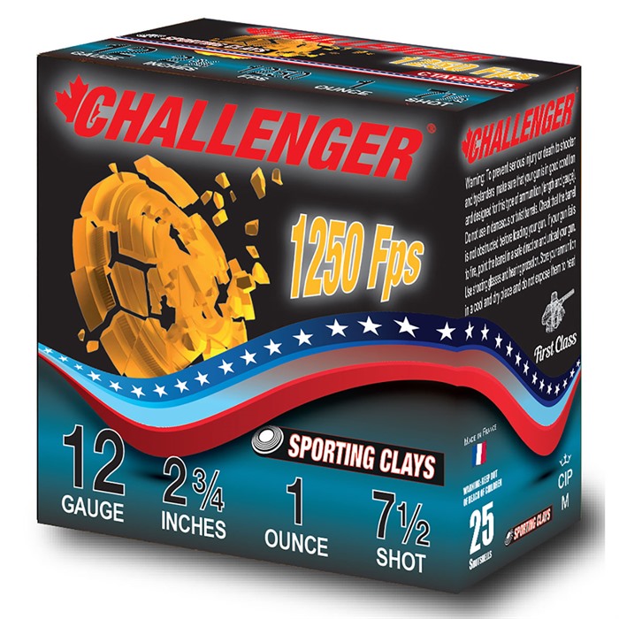 llenger Sporting Clay 12 Gauge 2-3/4 1oz 1250 Fps #7.5 250 Case Ammo