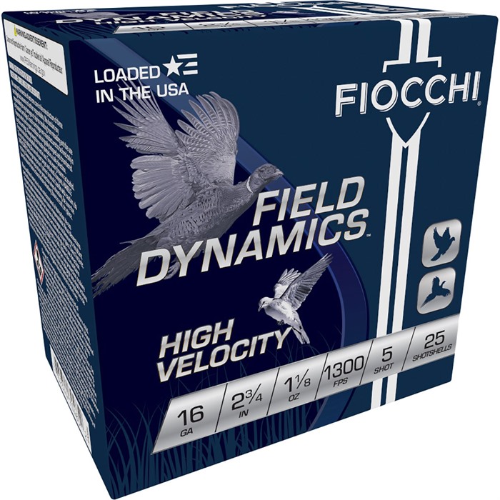 cchi Ammunition Fiocchi High Velocity 16ga 2-3/4 1-1/8oz #5 Shot 25/bx Ammo