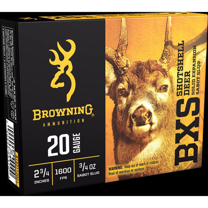 wning Ammunition 20 Gauge 2-3/4 3/4oz Sabot Slug 5/box Ammo