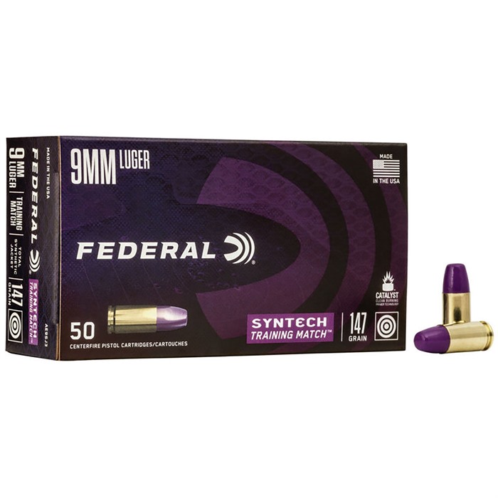 eral 9mm Luger 147gr Syntech Jacket Flat Nose 50/box Ammo