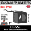 Exhaust Diverter Box 5" 304 Stainless Steel 5" ID Holes - 2 Position
