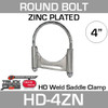 4" Round Bolt Double Saddle Exhaust Clamp Zinc HD-4ZN
