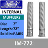 IM-772 7" x 72" Internal Muffler Exhaust Baffle Tube (Pair)