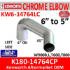 6" Kenworth Left Chrome Elbow reduced to 5" 14764