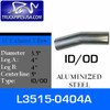 L3515-0404A 3.5" 15 Degree Exhaust Elbow 4" x 4" ID-OD Aluminized