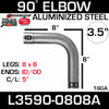 L3590-0808A 3.5" 90 Degree Exhaust Elbow 8" x 8" ID-OD Aluminized