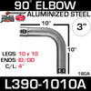 3" 90 Degree Exhaust Elbow 10" x 10" ID-OD Aluminized L390-1010A