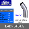 4" 15 Degree Exhaust Elbow 4" x 4" ID-OD Aluminized L415-0404A
