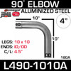 4" Exhaust Elbow 90 Degree 10" x 10" ID-OD Aluminized L490-1010A