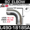 4" Exhaust Elbow 90 Degree 18" x 18" OD-OD Aluminized L490-1818SA