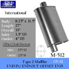 M-512 Type 2 Muffler for International 8.25" x 11.5" 3.5" IN - 4" OUT